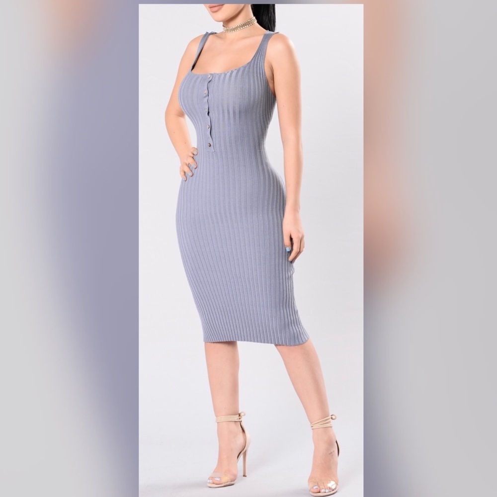 Blue Ribbed Midi Dress 💫